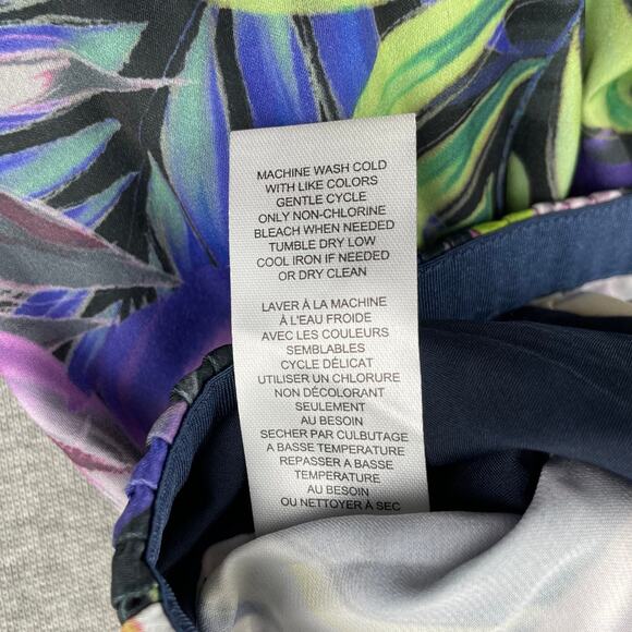 Elie Elie Tahari Skirt Small Tropical Floral Print Tiered Midi Pleated Flounce - Picture 15 of 15